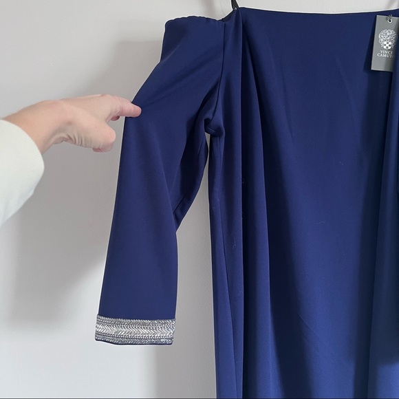 Vince Camuto Navy Off Shoulder Formal Gown - Picture 3 of 9